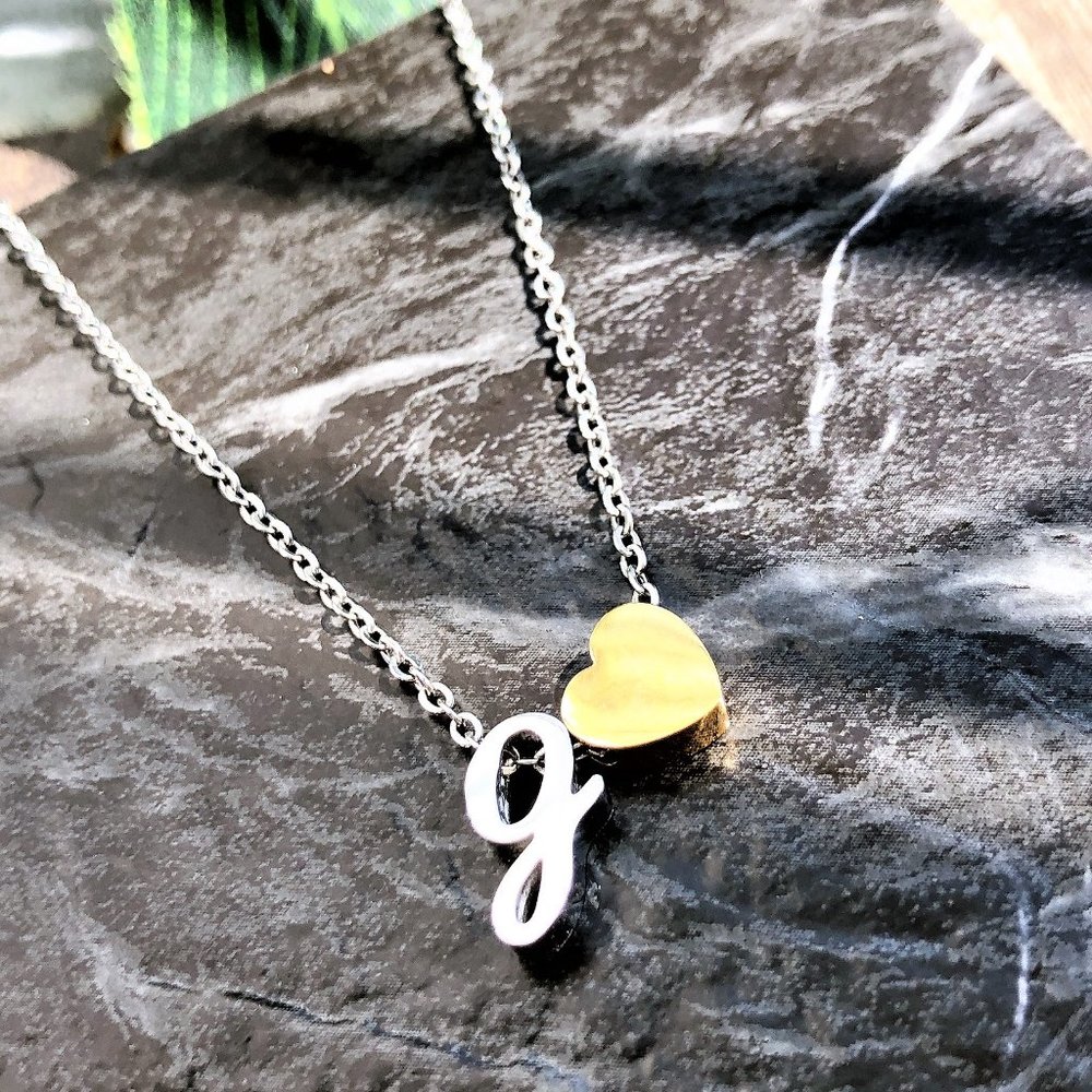 Custom initial necklace letter necklace w/heart